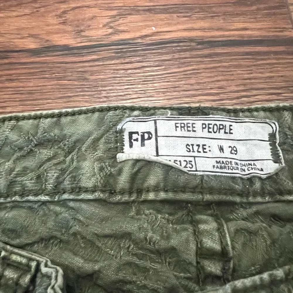 Free People Green Textured Jeans